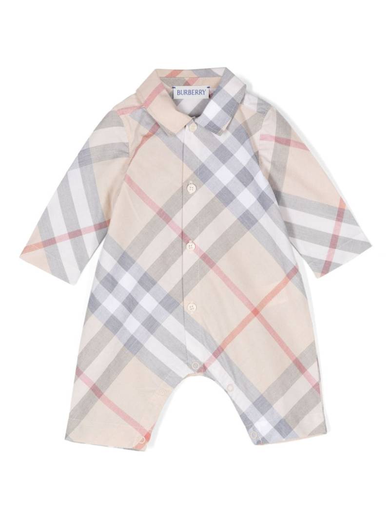 Burberry Kids check-pattern romper - Neutrals von Burberry Kids