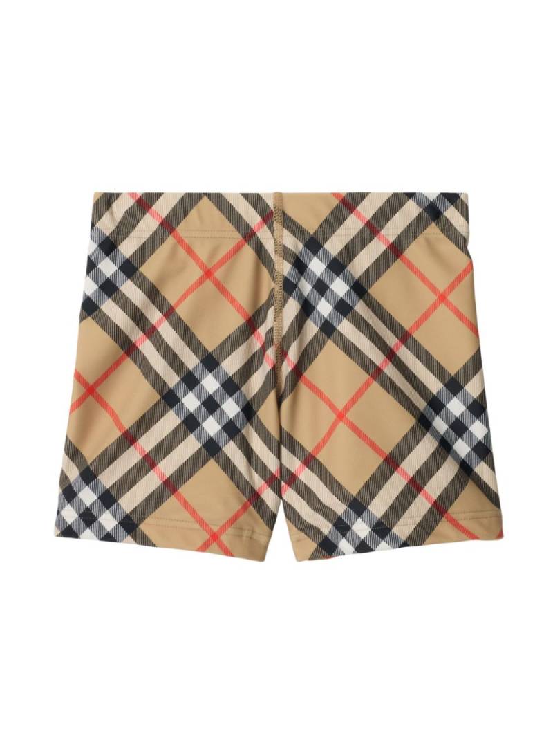 Burberry Kids check-pattern swim shorts - Neutrals von Burberry Kids