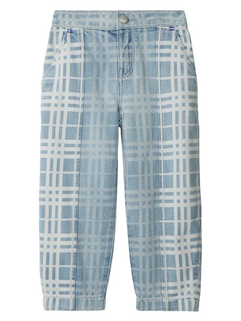 Burberry Kids check-pattern tapered-leg jeans - Blue von Burberry Kids