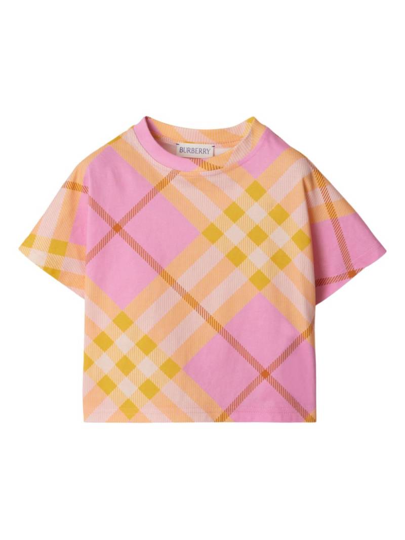 Burberry Kids check-print cotton T-shirt - Pink von Burberry Kids