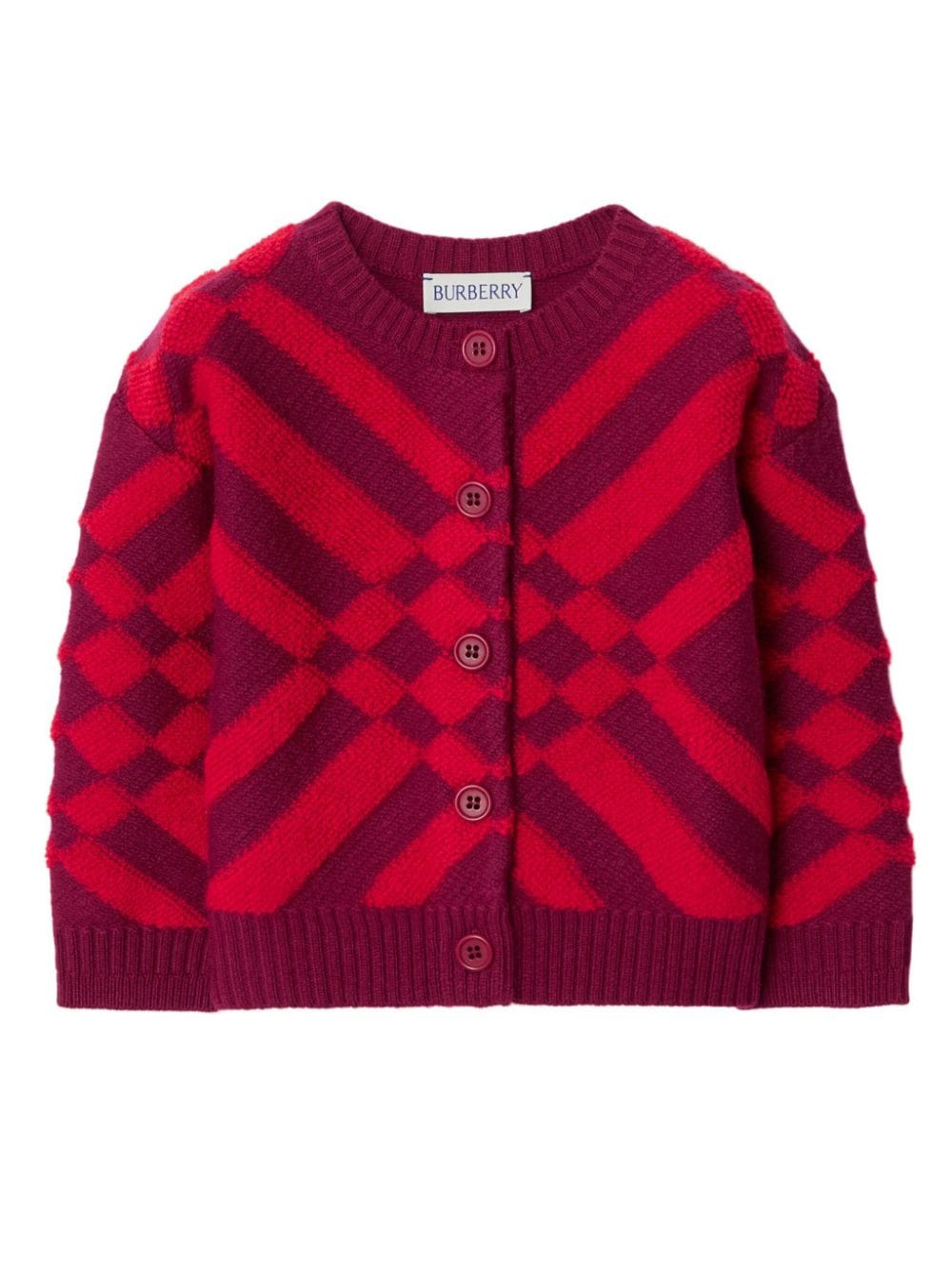 Burberry Kids check-print jacquard cardigan - Red von Burberry Kids