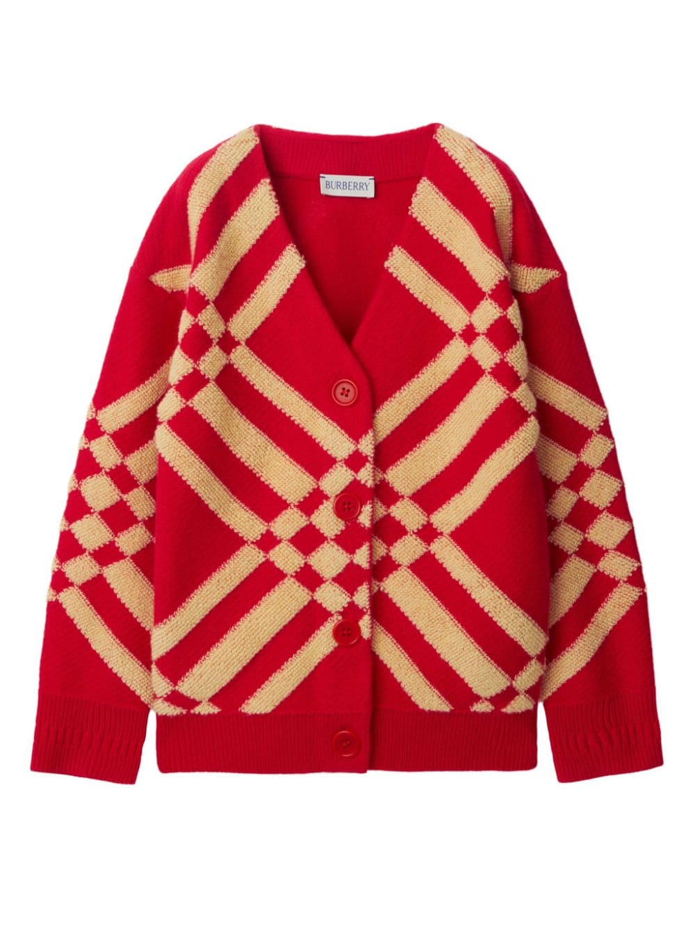 Burberry Kids check-print wool-cashmere cardigan - Red von Burberry Kids