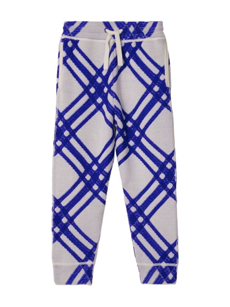 Burberry Kids check-print wool joggers - Blue von Burberry Kids