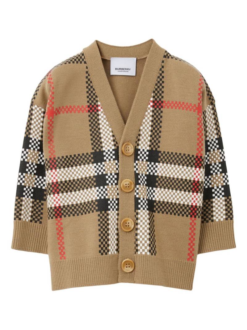 Burberry Kids checked V-neck cardigan - Brown von Burberry Kids