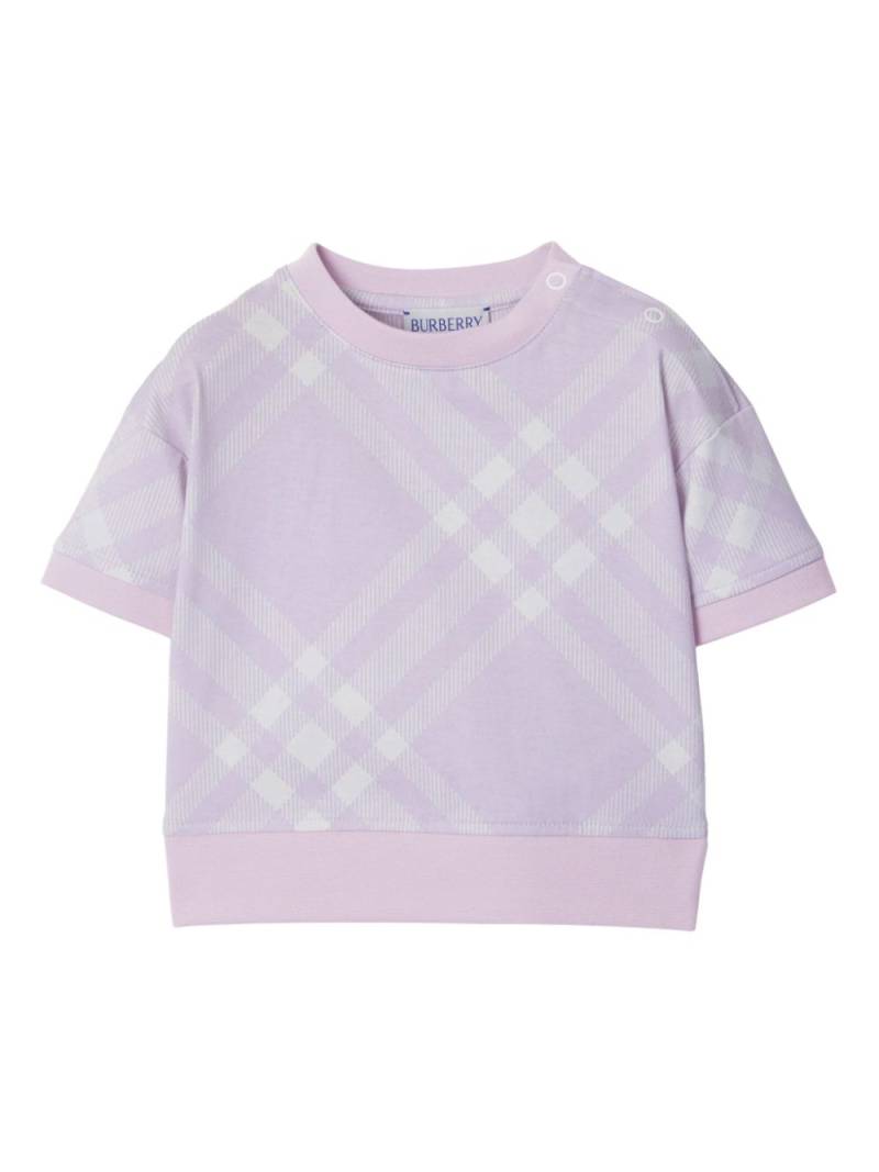 Burberry Kids checked cotton T-shirt - Purple von Burberry Kids