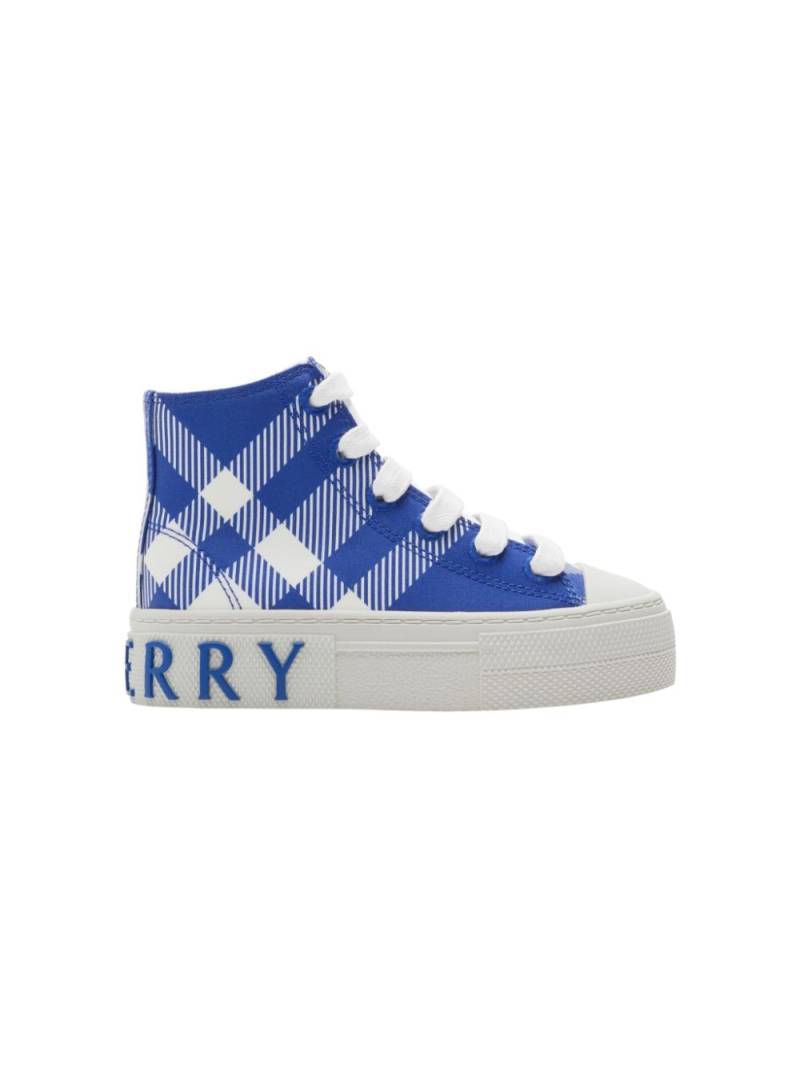 Burberry Kids checked cotton high-top sneakers - Blue von Burberry Kids