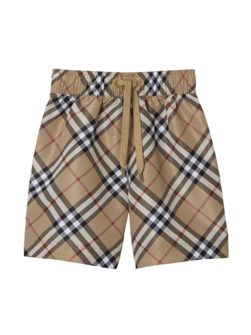 Burberry Kids checked drawstring shorts - Brown von Burberry Kids