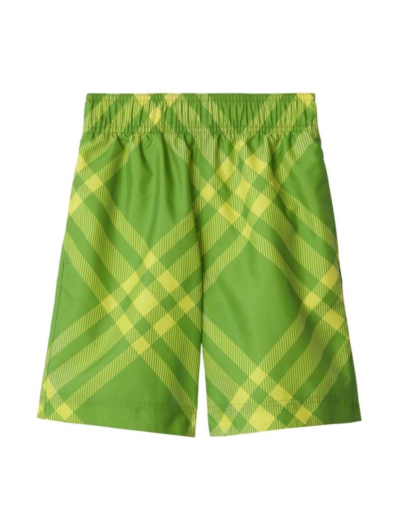 Burberry Kids checked elasticated-waist swim shorts - Green von Burberry Kids