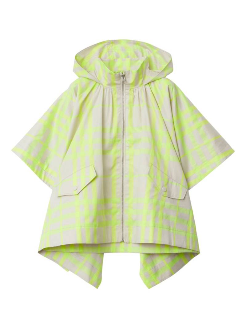 Burberry Kids checked hooded cape - Neutrals von Burberry Kids