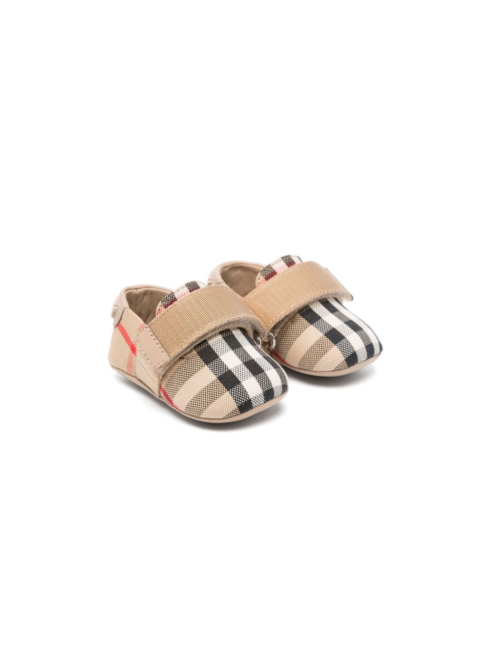 Burberry Kids checked touch-strap pre-walkers - Neutrals von Burberry Kids