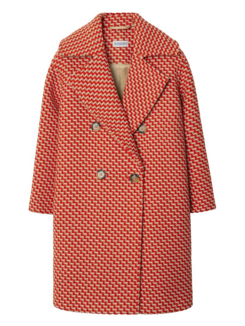 Burberry Kids chevron wool double-breasted coat - Red von Burberry Kids