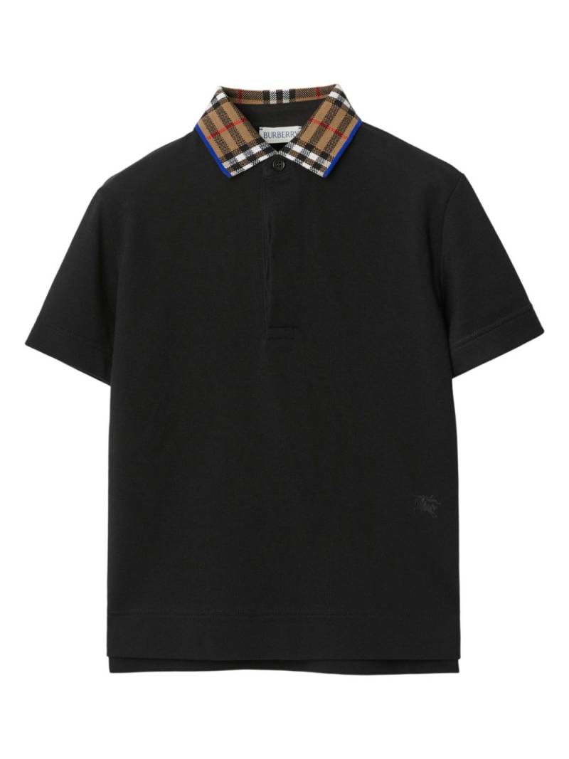 Burberry Kids contrast-collar cotton polo shirt - Black von Burberry Kids