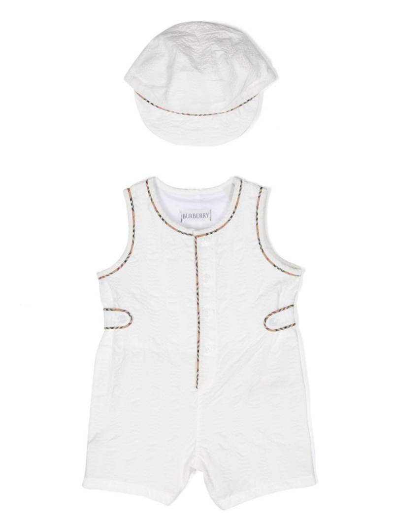 Burberry Kids contrasting-trim cotton romper - White von Burberry Kids