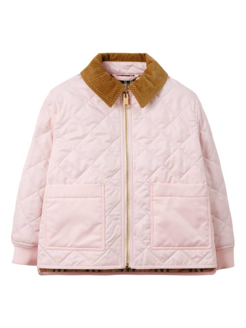 Burberry Kids corduroy-collar diamond-quilted jacket - Pink von Burberry Kids