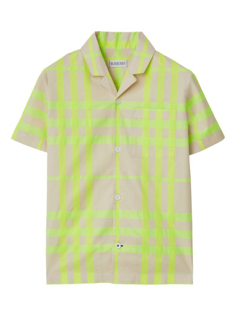 Burberry Kids cotton-blend checked shirt - Neutrals von Burberry Kids