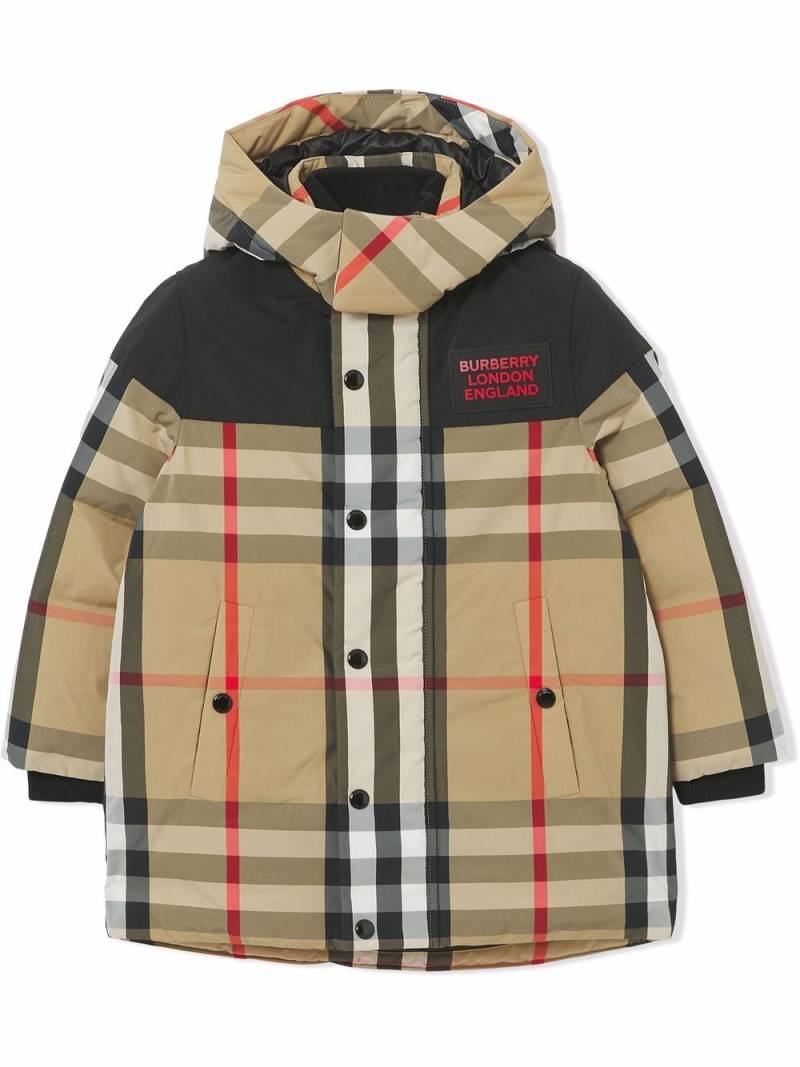 Burberry Kids detachable hood padded jacket - Neutrals von Burberry Kids