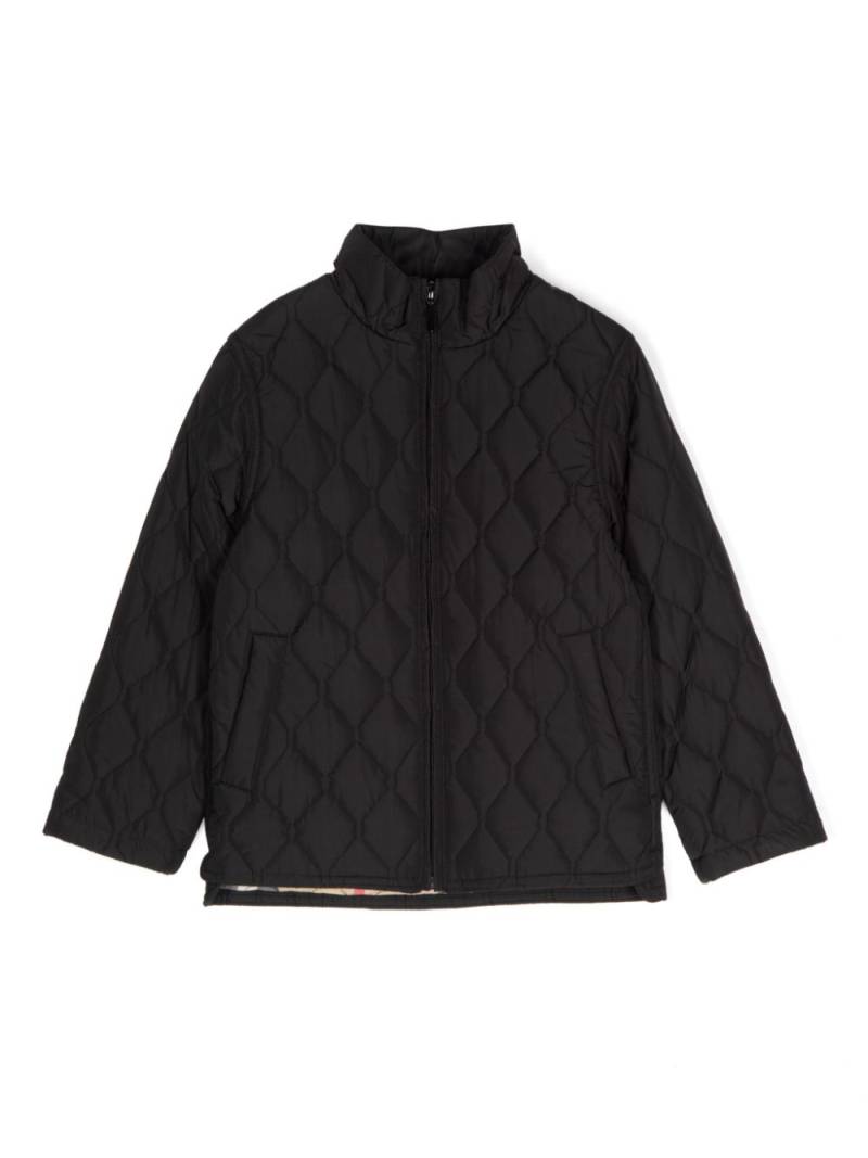 Burberry Kids diamond-quilted detailed padded jacket - Black von Burberry Kids