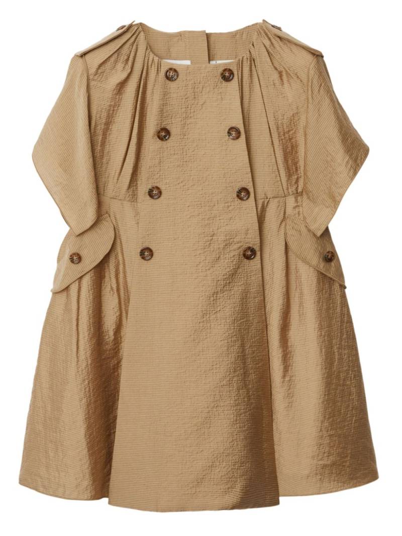 Burberry Kids double-breasted cotton dress - Neutrals von Burberry Kids