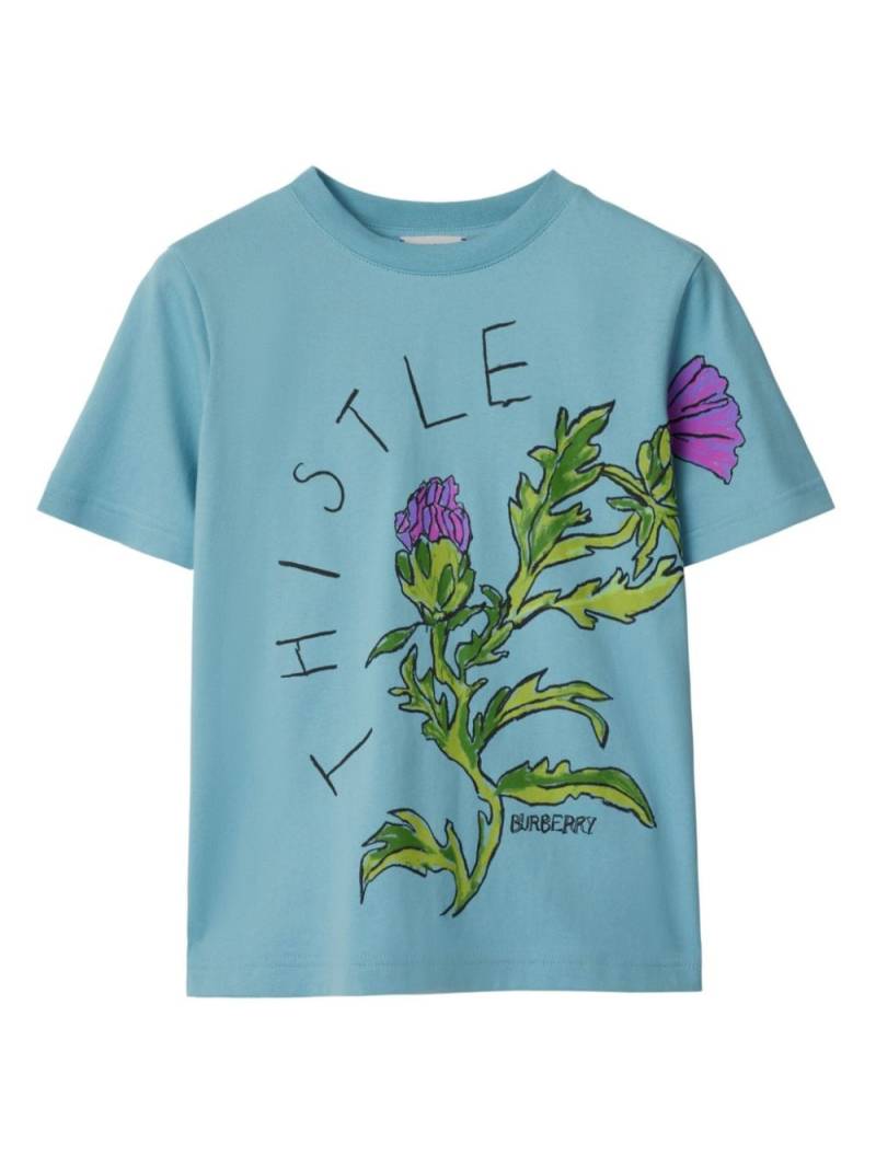 Burberry Kids floral-print cotton T-shirt - Blue von Burberry Kids