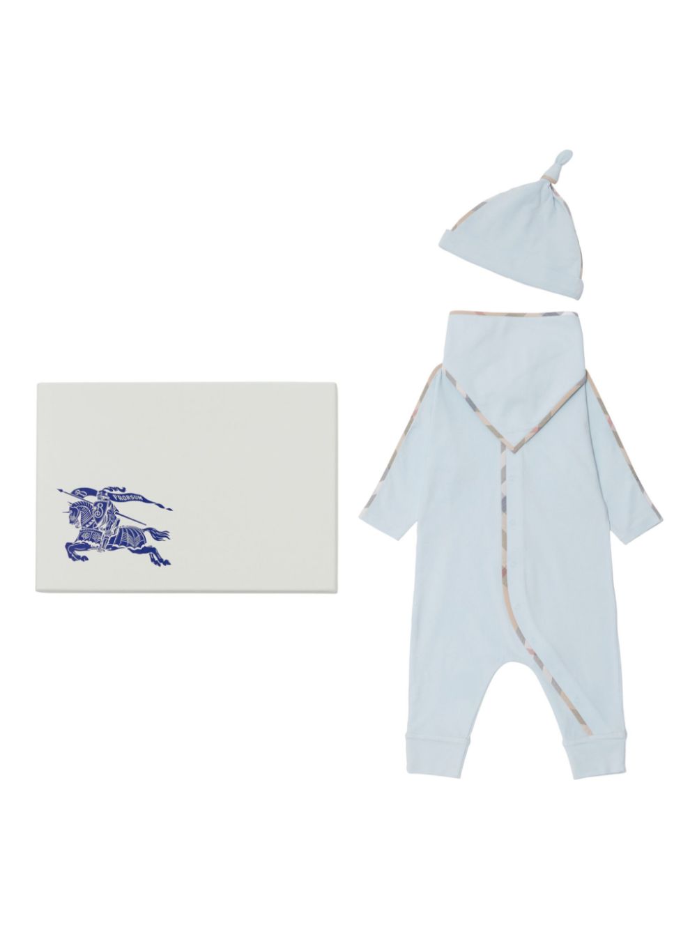 Burberry Kids check-trim babygrow (set of three) - Blue von Burberry Kids