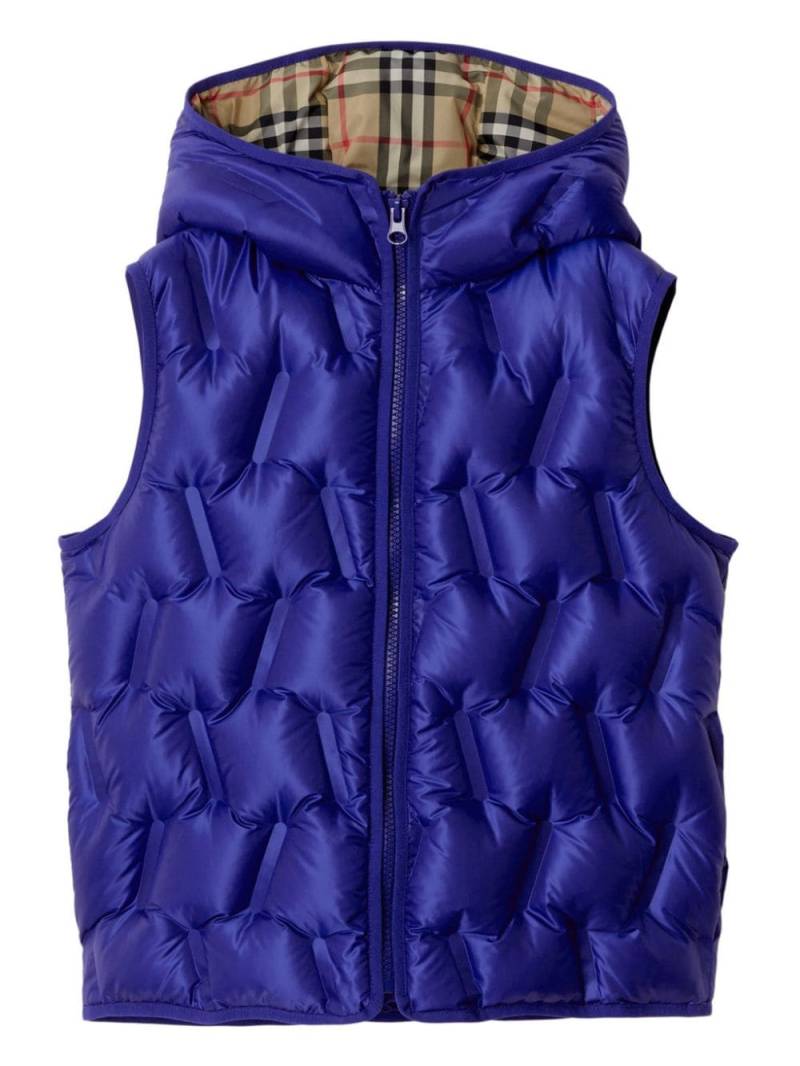 Burberry Kids hooded puffer gilet - Blue von Burberry Kids