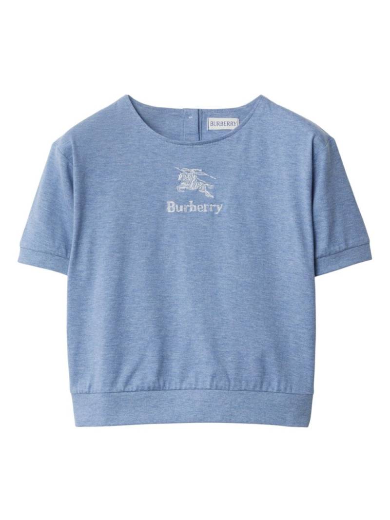 Burberry Kids logo-embroidered cotton T-shirt - Blue von Burberry Kids