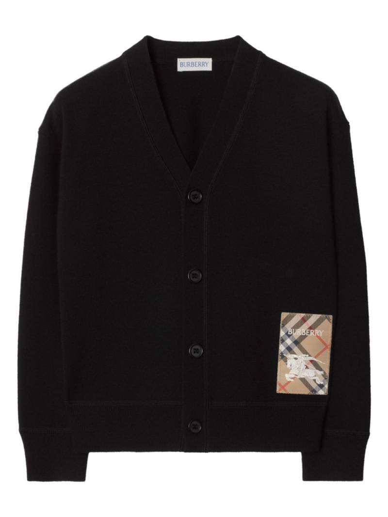 Burberry Kids logo patch wool cardigan - Black von Burberry Kids