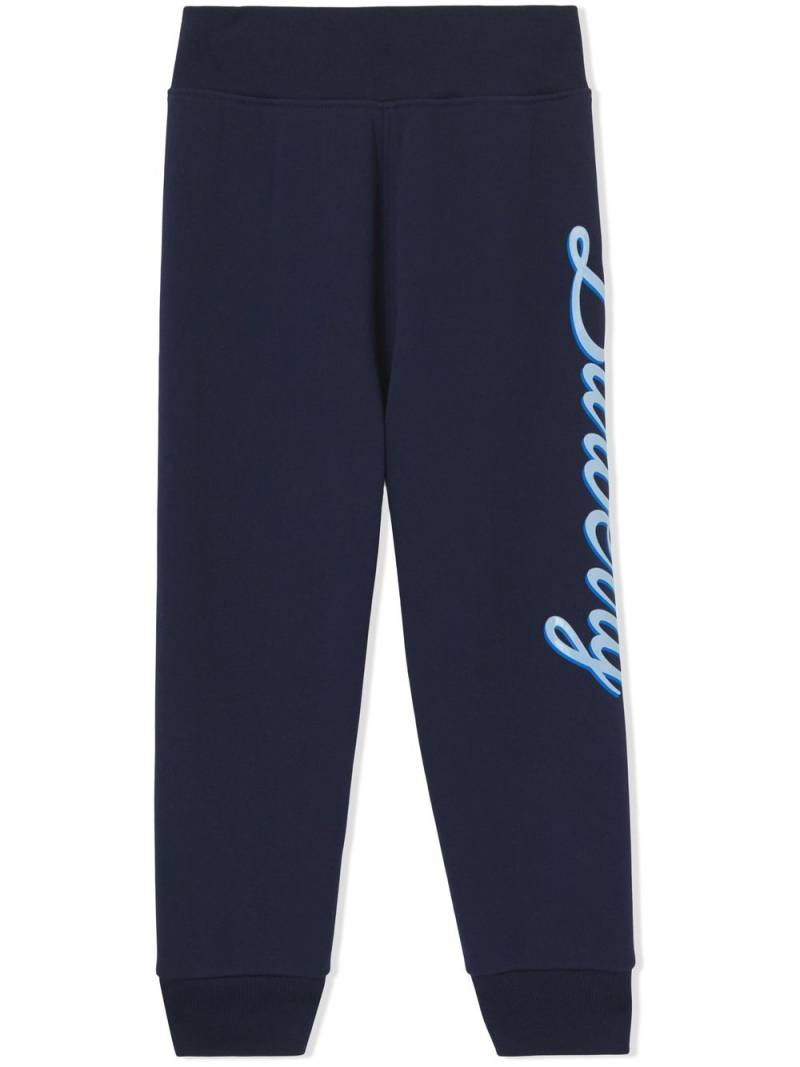 Burberry Kids logo script-print track trousers - Blue von Burberry Kids