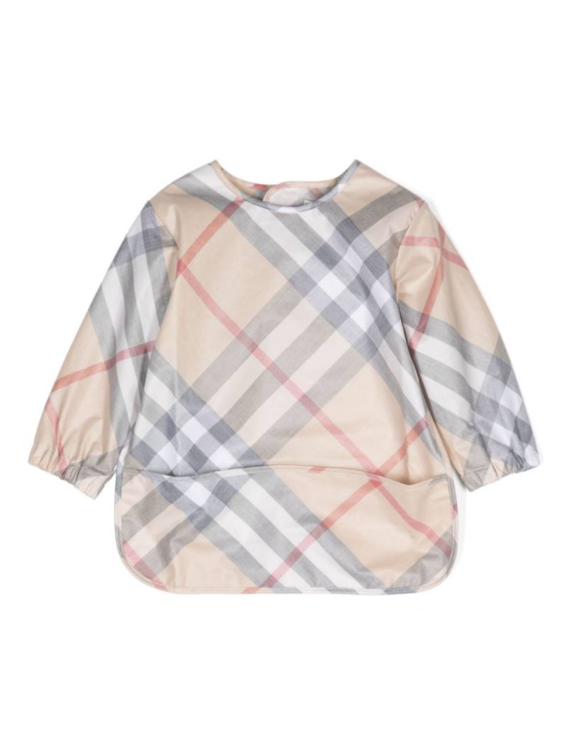 Burberry Kids long-sleeves checked bib - Neutrals von Burberry Kids