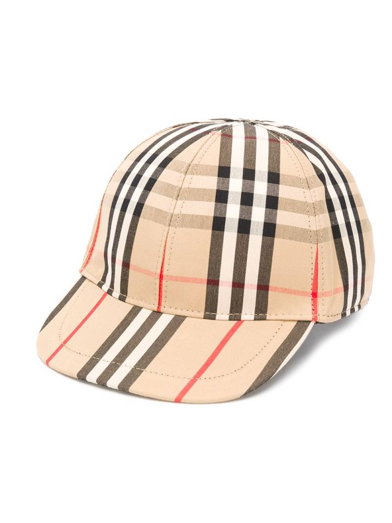 Burberry Kids plaid print baseball cap - Neutrals von Burberry Kids