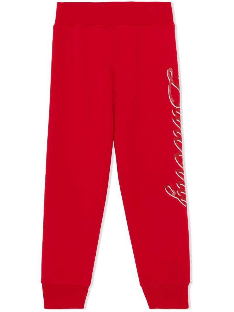 Burberry Kids script logo-print cotton track trousers - Red von Burberry Kids