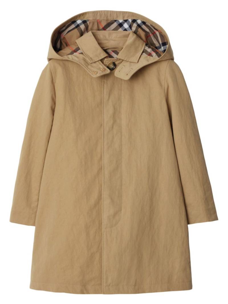 Burberry Kids single-breasted car coat - Neutrals von Burberry Kids