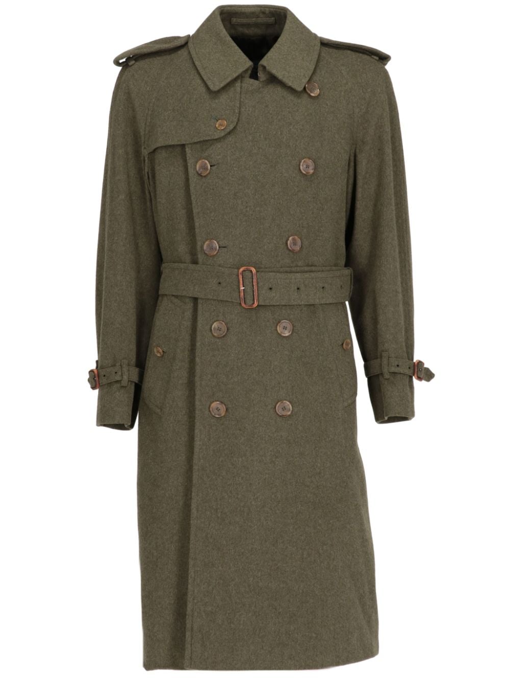 Burberry Pre-Owned 1990s wool trench coat - Green von Burberry Pre-Owned