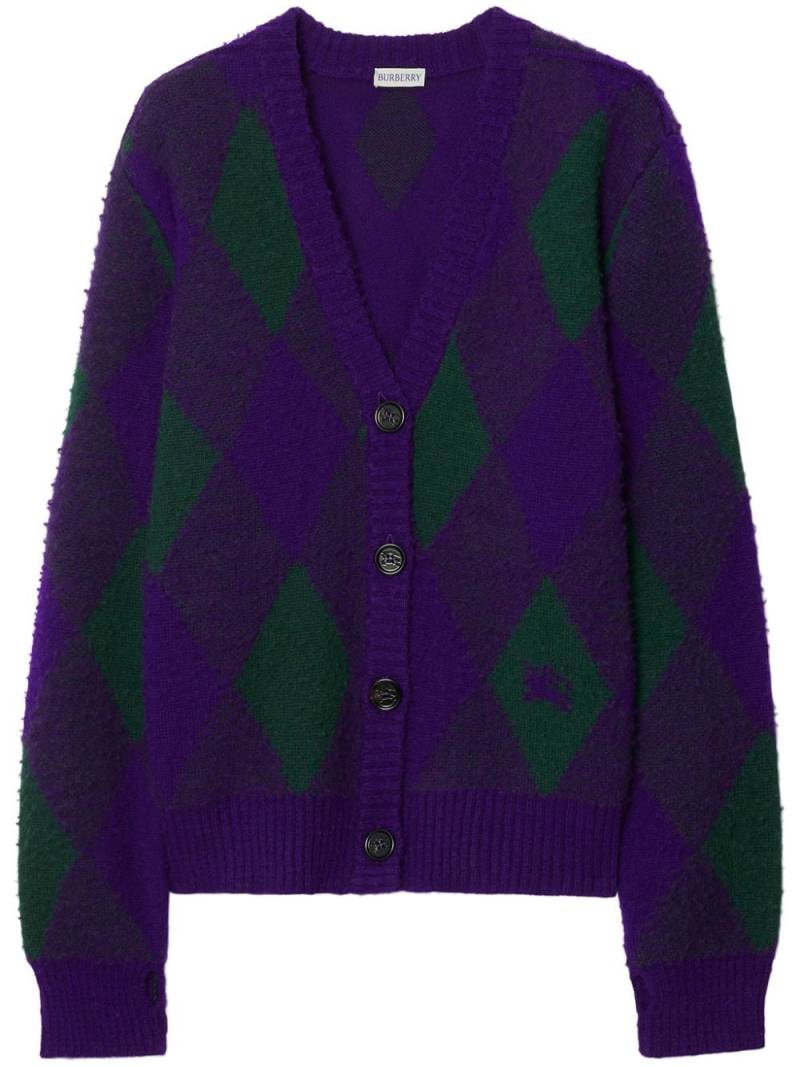 Burberry Argyle-intarsia wool cardigan - Purple von Burberry