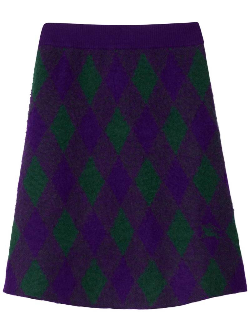 Burberry argyle-knit wool skirt - Purple von Burberry