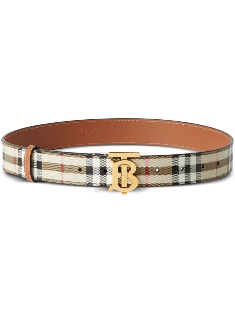 Burberry Check and Leather TB Belt - Brown von Burberry