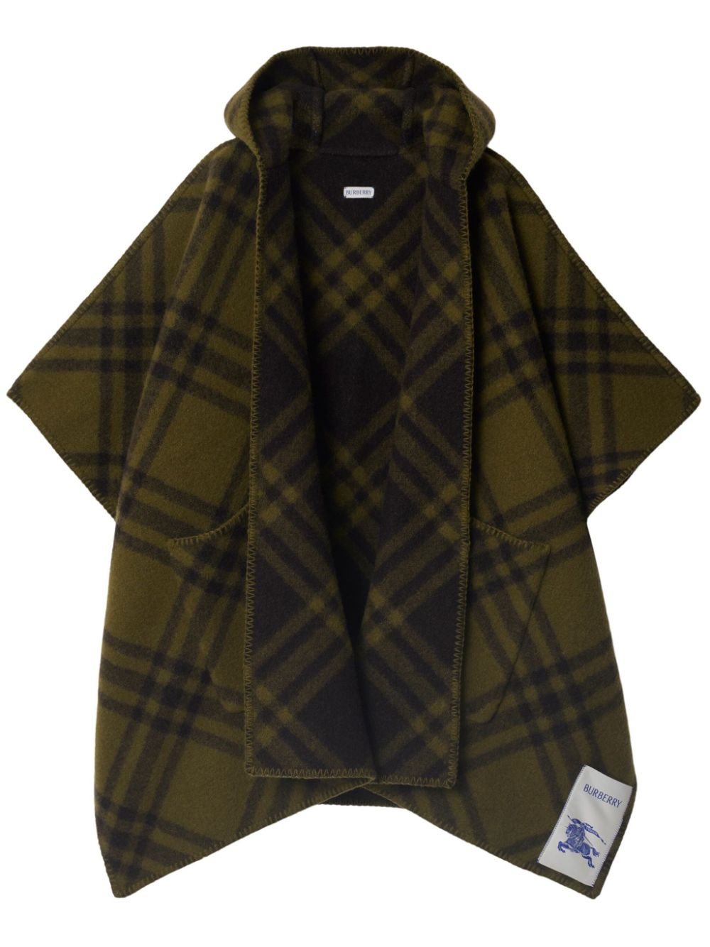 Burberry Check wool cape - Green von Burberry