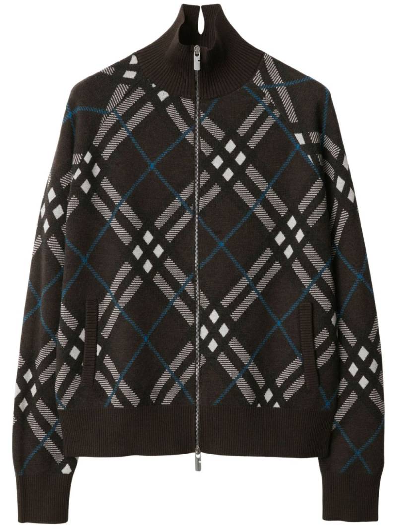 Burberry Check zip-up cardigan - Brown von Burberry