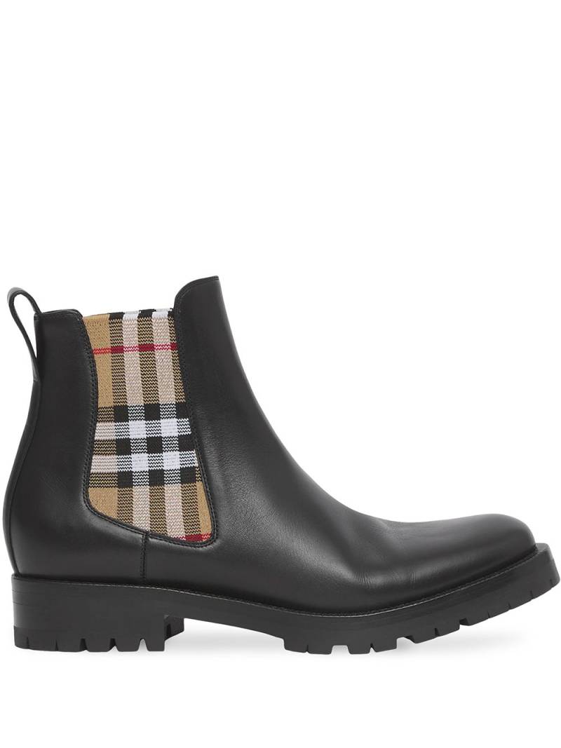 Burberry Chelsea check-panel boots - Black von Burberry