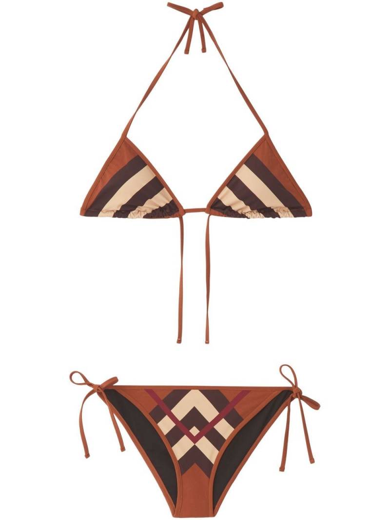 Burberry Chevron Check triangle bikini - Brown von Burberry