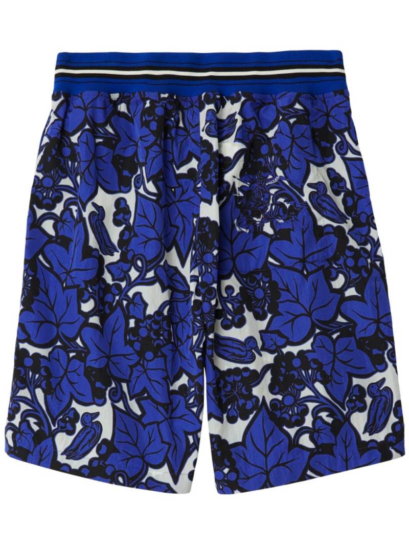 Burberry EKD-appliqué leaf-print shorts - Blue von Burberry