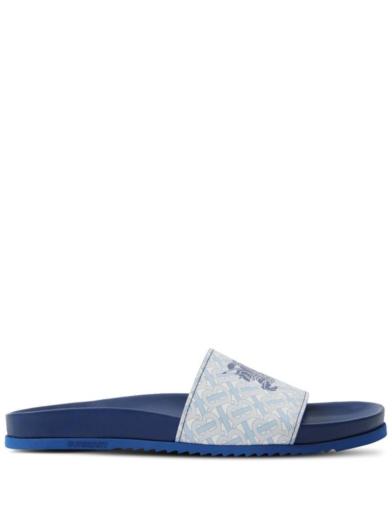 Burberry EKD monogram-print leather slides - Blue von Burberry