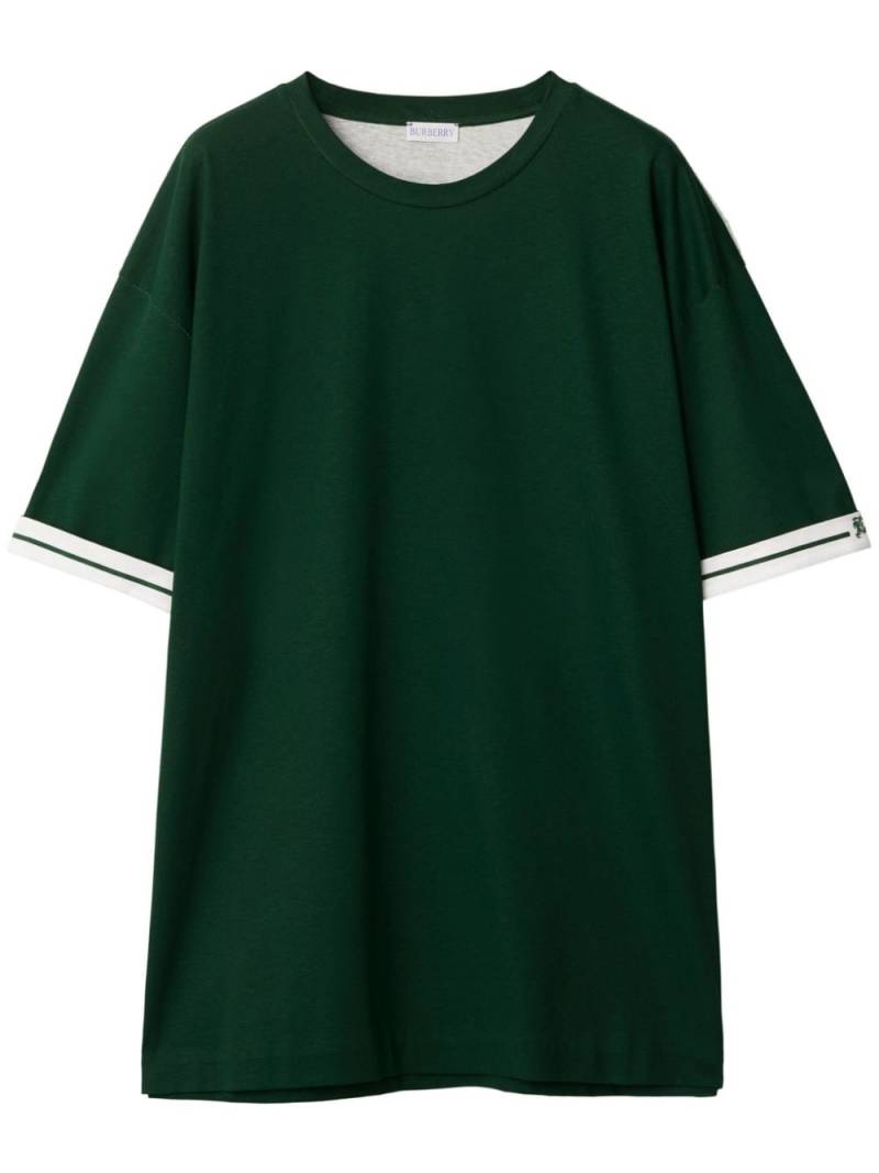Burberry EKD stripe-trim cotton T-shirt - Green von Burberry