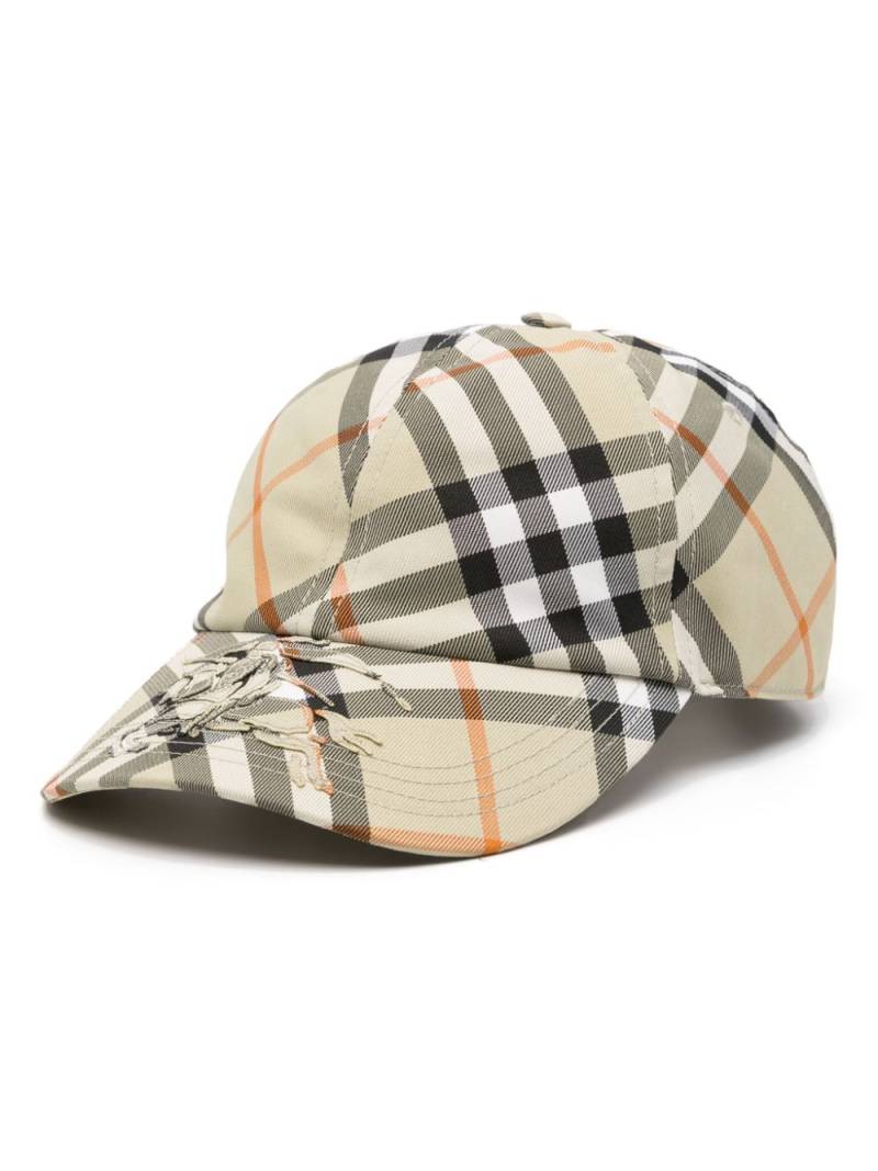 Burberry Equestrian Knight-appliqué checked cap - Green von Burberry