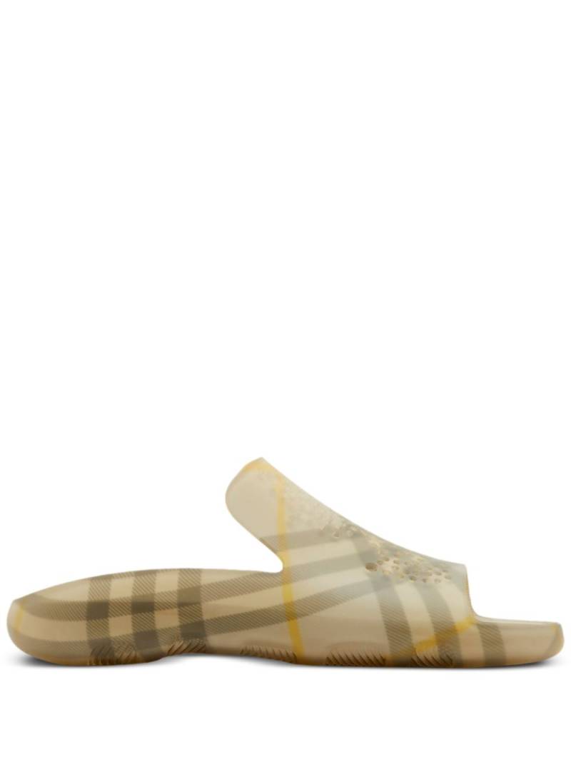 Burberry Equestrian Knight check-pattern slides - Neutrals von Burberry