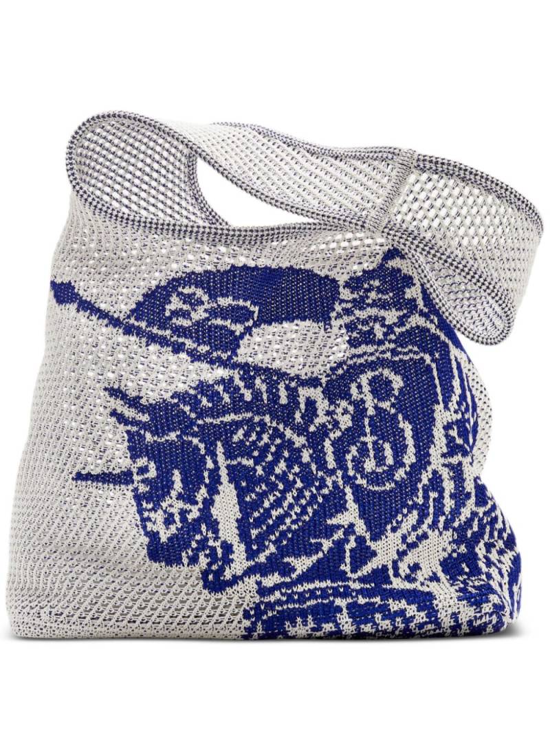 Burberry Equestrian Knight crochet-knit bag - White von Burberry