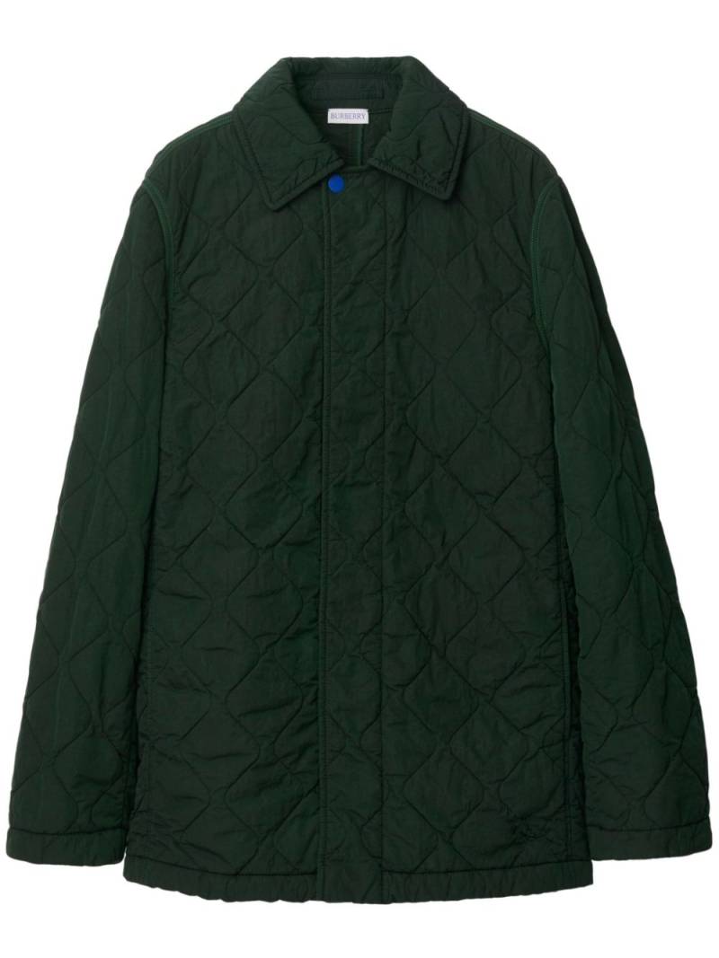 Burberry Equestrian Knight-embroidered quilted coat - Green von Burberry