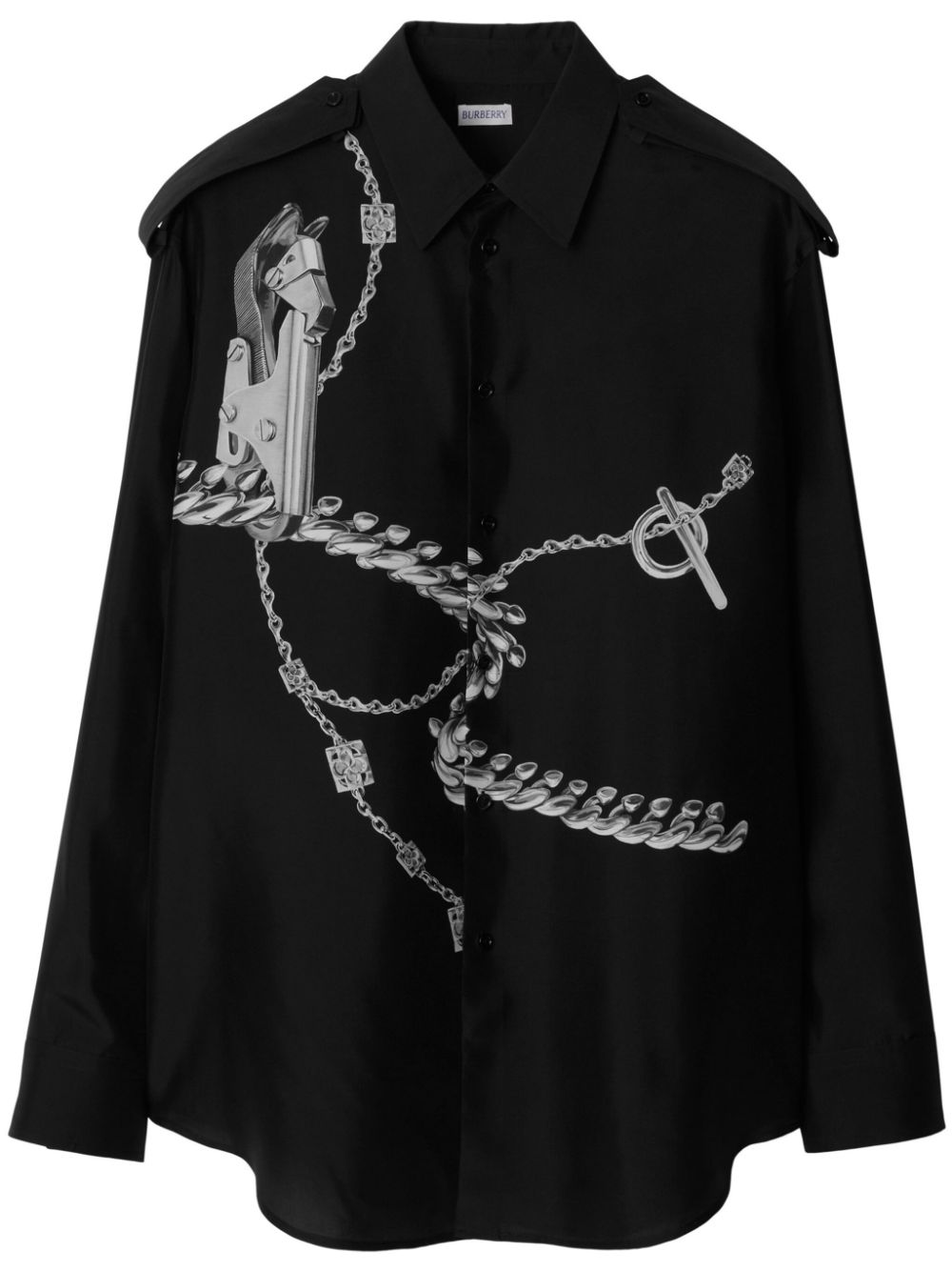 Burberry Knight Accessories-print silk shirt - Black von Burberry