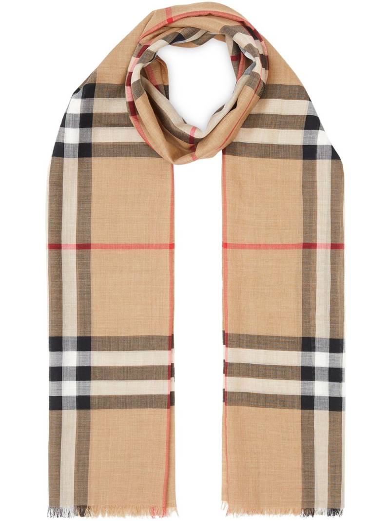 Burberry Lightweight Check Wool and Silk Scarf - Neutrals von Burberry