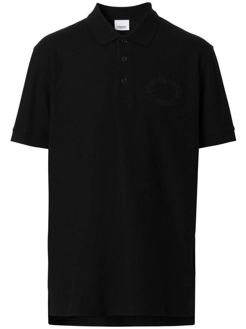 Burberry Oak Leaf Crest cotton piqué polo shirt - Black von Burberry